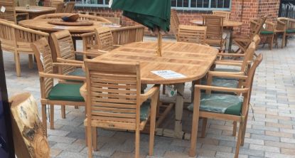 Picture of extending Table set with 8 or 6 stacking  chairs